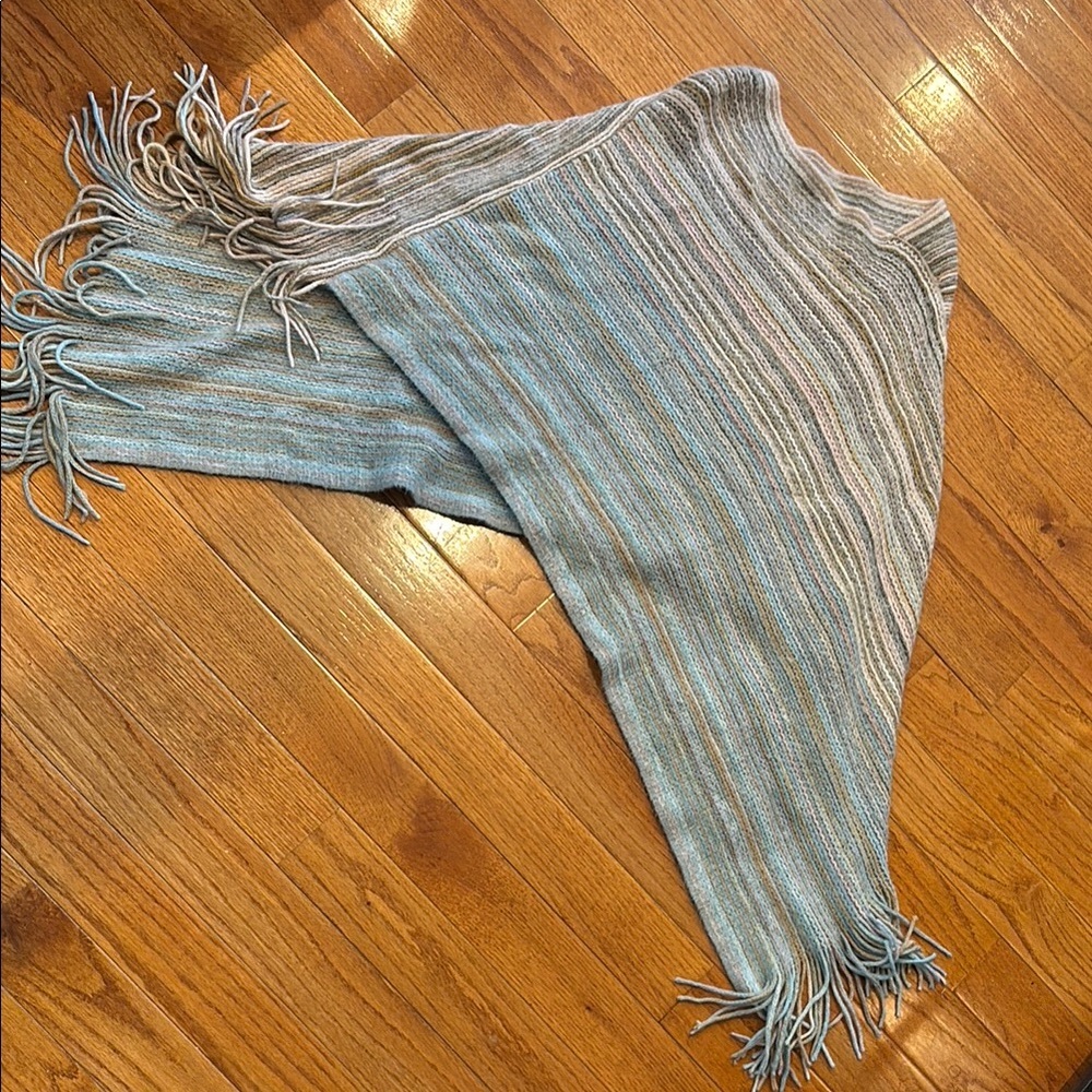 Striped Fringe Shawl Vintage one size